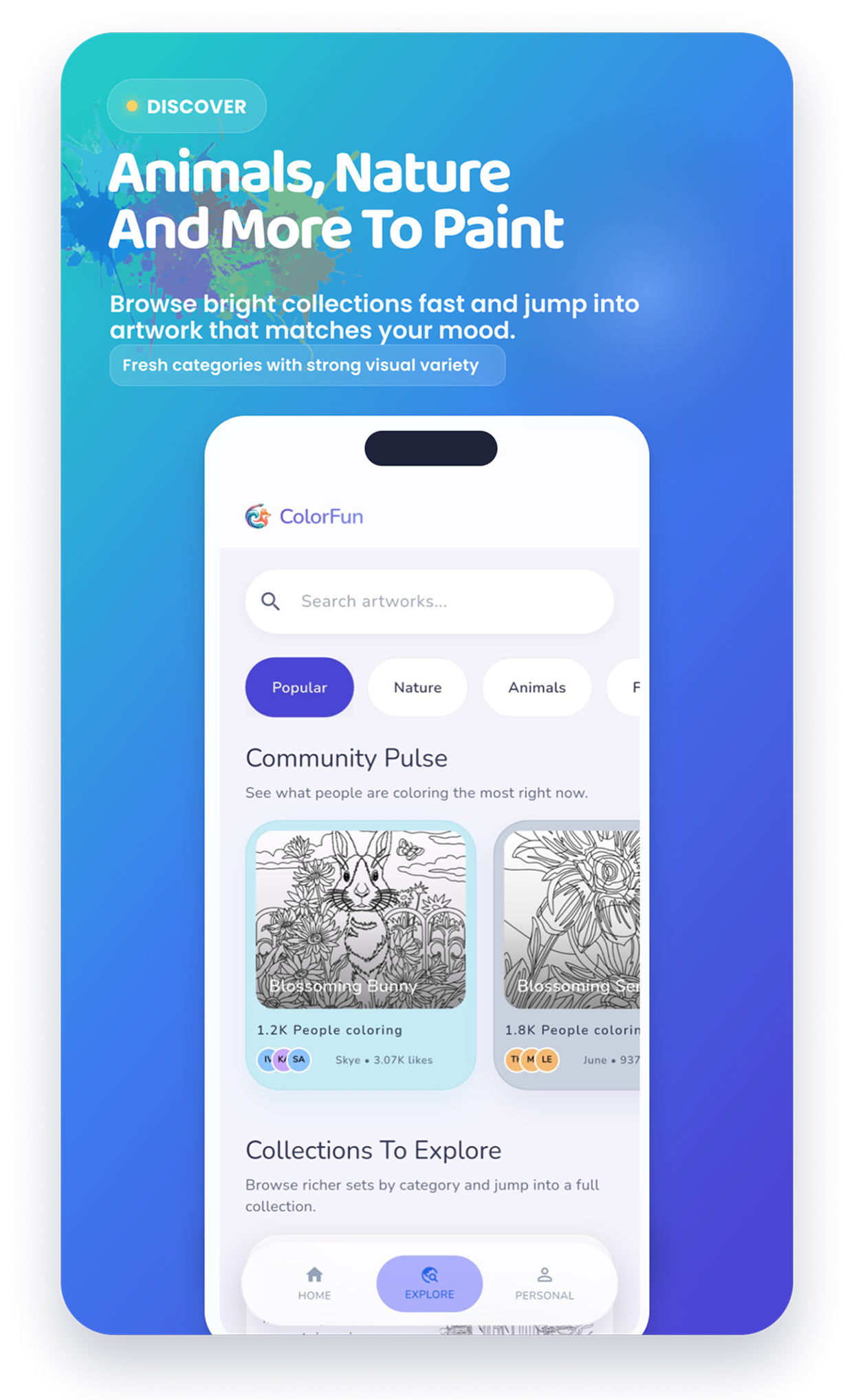 ColorFun explore screen card